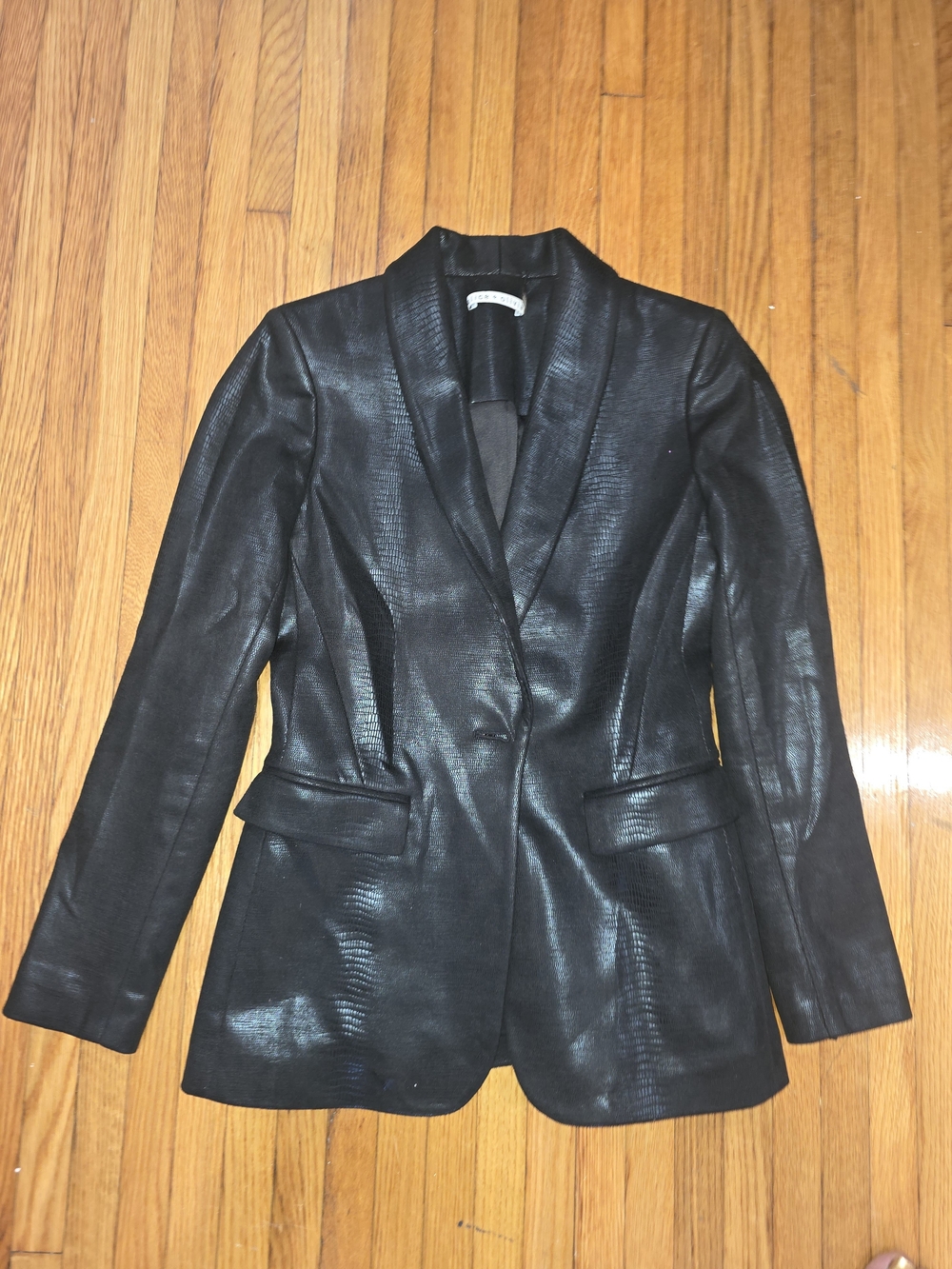 Alice + Olivia Black Faux Leather Blazer